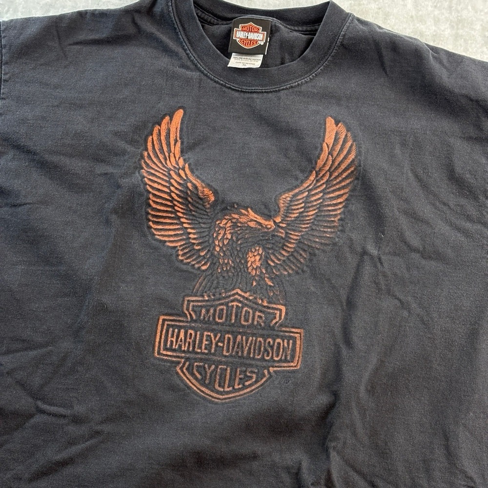 Harley Davidson Old Glory T Shirt USA Made‎ Eagle Graphic Black Mens XL - Picture 3 of 8